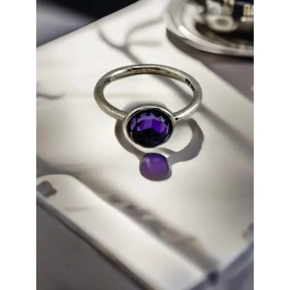 Authentic Pandora February Birthstone Ring W/ Gift Box Purple 50 Size 7.5 925 - Picture 1 of 10